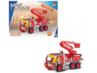 Malý mechanik -  hasičské auto s plošinou, 327 ks