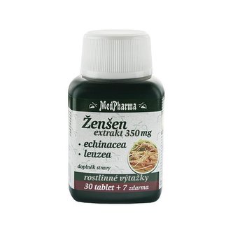 MedPharma Ženšen 350 mg + echinacea + leuzea 30 tbl. + 7 tbl. ZDARMA