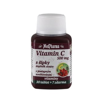 MedPharma Vitamín C 500 mg s šípky prodloužený účinek 30 tbl. + 7 tbl.ZDARMA