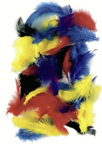 Dekorativní peříčka slepičí 2 g - barevný mix / 5 -7 cm