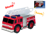 Auto hasiči polský design 18cm na setrvačník na baterie se světlem a zvukem v krabičce