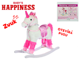 Jednorožec houpací 74x30x75cm na baterie Baby’s Happiness se zvukem otevírající pusu 18m+ v krabičce