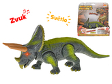 Dinosaurus Triceratops 23cm na baterie se světlem a zvukem v krabičce