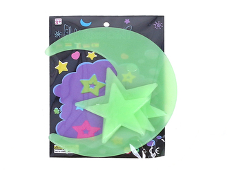 Samolepky na zeď měsíc a hvězdy plast svítící ve tmě v sáčku 8x10cm