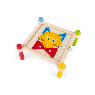 Dřevěná hračka mozaika a vyšívání s předlohami Janod 10 ks karet série Montessori