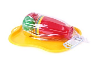 Sada nádobí s podnosem plast v sáčku 32x11x23cm 12m+