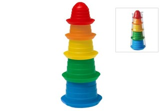 Kubus pyramida skládanka kulatá plast v sáčku 11x28x11cm 12m+