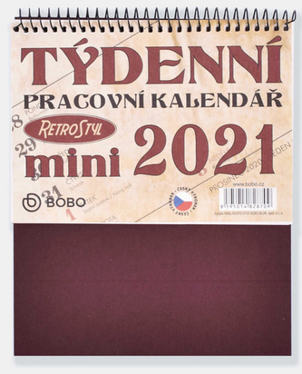 Pracovní Retro Mini kalendář týdenní - stolní kalendář 2021