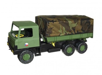 Auto Tatra 815 plast 75cm vojenská khaki valník s plachtou maskáčový v krabici 75x34x27,5cm