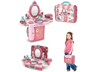 Kosmetický stolek s příslušenstvím v kufru, 22x27x10cm