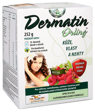 Orling Dermatin práškový nápoj příchuť malina 14 sáčků