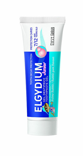 ELGYDIUM Gelová zubní pasta s fluorinolem a příchutí žvýkačky pro děti 7-12 let Junior 50 ml child