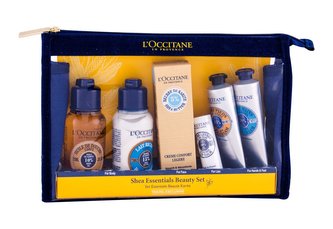 L´Occitane Shea Butter sprchový olej 75 ml + tělové mléko 75 ml + lehký krém 30 ml + balzám na rty 12 ml + krém na ruce 30 ml + péče o nohy 30 ml + kosmettická taška