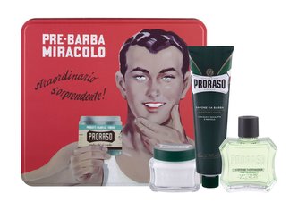 PRORASO Green voda po holení 100 ml + krém na holení 150 ml + krém před holením 100 ml + plechová dóza