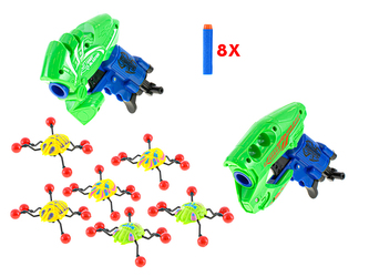 Pistole 2ks 12cm na natažení s pěnovými náboji 8ks a terči v kufříku