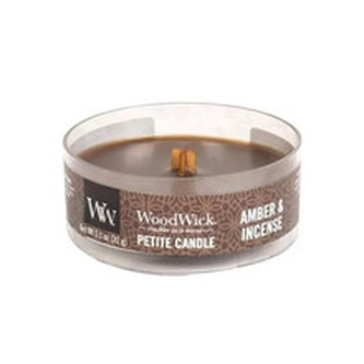 WoodWick Aromatická malá svíčka s dřevěným knotem Amber & Incense 31 g unisex