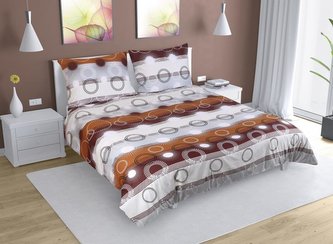 Povlečení bavlna na dvoudeku - hnědé paprsky - 1x 220x200, 2ks 70x90 cm (220 cm šířka x 200 cm délka)