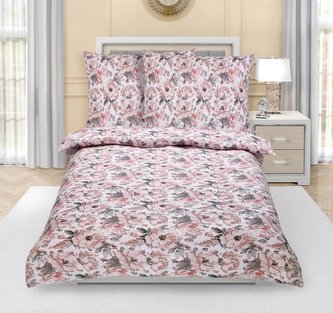 Povlečení krepové - šedá růže - 140x200,70x90 cm