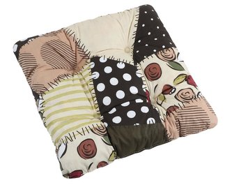 Sedák GITA prošívaný - hnědý patchwork - 40 x40 cm, prošívaný