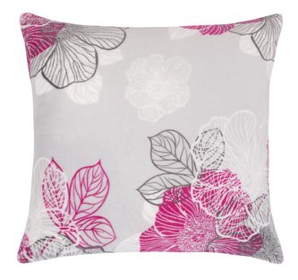 Polštářek MIKRO vzorovaný - šedorůžový květ - 40x40 cm