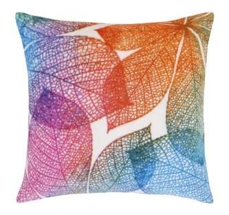 Polštářek MIKRO vzorovaný - duhové listy - 40x40 cm