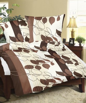 Povlečení flanelové - listy - hnědé - 140x220, 70x90 cm