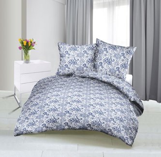 Povlečení bavlněný satén - modrá růže - 140x200,70x90 cm