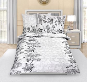 Povlečení krepové - pnoucí květ šedý - 140x200,70x90 cm