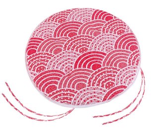 Sedák Adéla kulatý hladký - červenobílý orient - obšitý bílou bavlněnou stuhou - průměr 40 cm