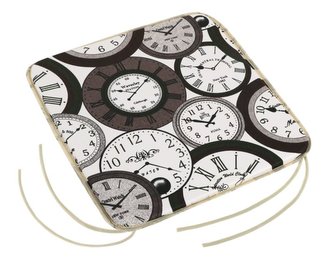 Sedák BERTA hladký - hodiny hnědé - 40x40 cm,hladký