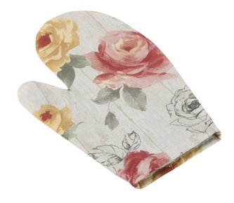Kuchyňská chňapka - růže na dřevě - chňapka 28x18 cm