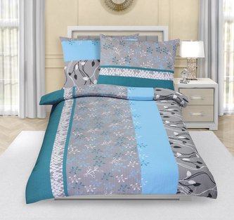 Povlečení krepové - tyrkysový kvítek - 140x220, 70x90 cm