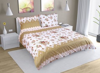 Povlečení bavlna na dvoudeku - hnědá růže - 1x 240x200, 2ks 70x90 cm (240 cm šířka x 200 cm délka)
