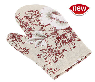 Kuchyňská chňapka - vínovobílý květ - chňapka 28x18 cm