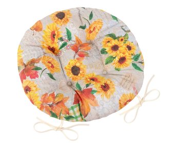 Sedák EMA kulatý prošívaný - slunečnice - průměr 40 cm