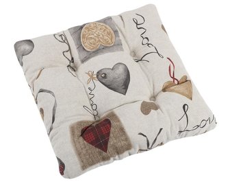 Sedák IVO prošívaný - zavěšená srdce na režné - 40 x40 cm, prošívaný