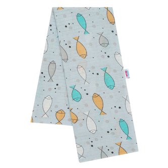 Bavlněná plena s potiskem New Baby modrá rybky