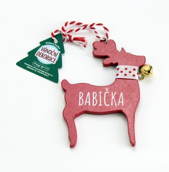 Vánoční dekorace červený sob BABIČKA