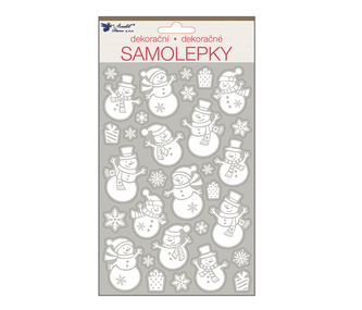 Samolepky bílé s glitry 25x14 cm, sněhuláci, 10366