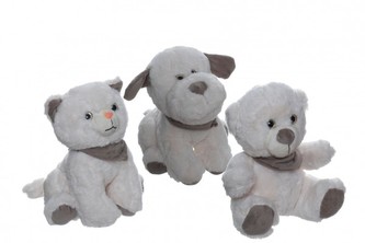 Zvířátko sedící 23cm plyš 1 ks, 3 různé druhy