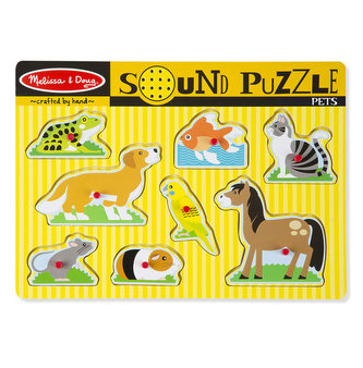 Dřevěné puzzle se zvuky - domácí zvířata
