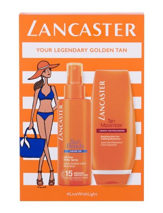 Lancaster Sun Beauty mléko ve spreji na opalování SPF15 150 ml + mléko po opalování Tan Maximizer 125 ml