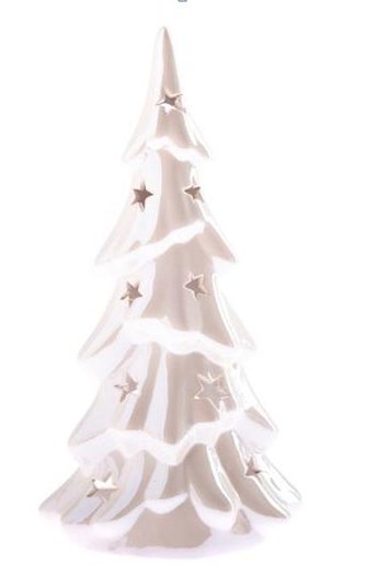 Keramický svícen - stromeček bílý 22 cm