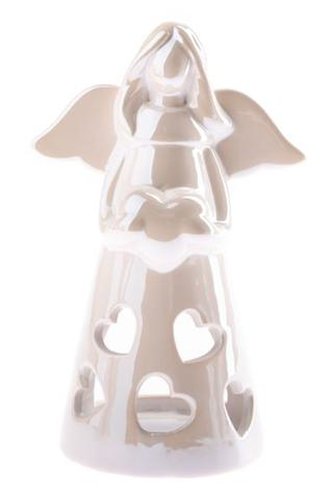 Keramický svícen - anděl bílý 17 cm