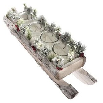 Dřevěný svícen se sklem