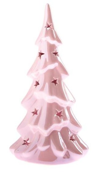 Keramický svícen - stromeček růžový 22 cm
