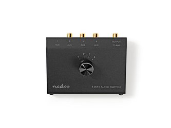 Přepínač 1x 3.5 mm jack + 3x CINCH - 1x CINCH NEDIS ASWI2404BK