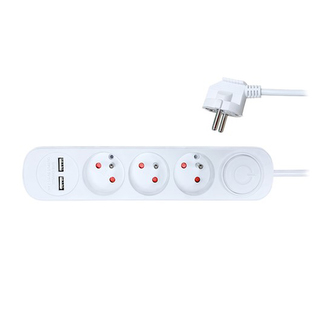 Prodlužovací přívod 3 zásuvky  2m SOLIGHT PP111USB