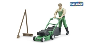 Bruder Zahradník se sekačkou a příslušenstvím