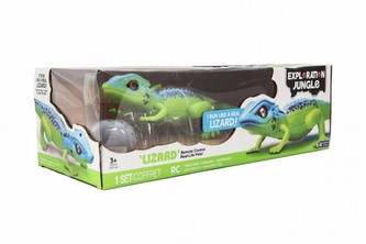 Ještěrka RC plast 35cm na ovládání na baterie se světlem v krabici 39x13x16cm
